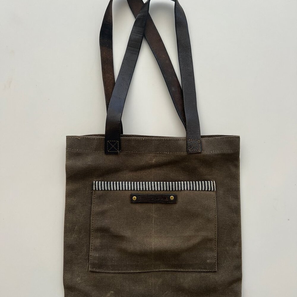 Petite leather and canvas tote